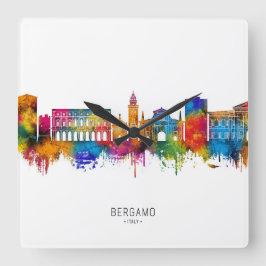 Bergamo Italië Skyline Vierkante Klok