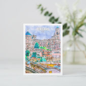 Bergamo Italië Travel Place Waterverf Briefkaart (Staand voorkant)