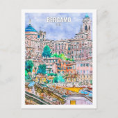 Bergamo Italië Travel Place Waterverf Briefkaart (Voorkant)