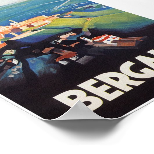 Bergamo Italy Vintage Travel Poster (Hoek)