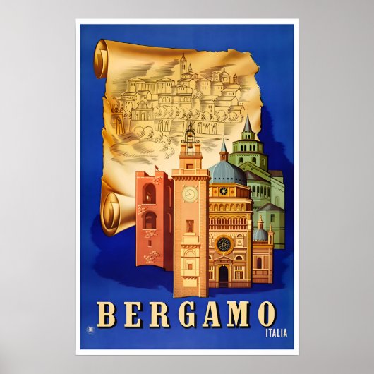 Bergamo Print Italië Reisposter Italiaanse Kunst (Voorkant)