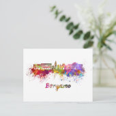 Bergamo skyline in watercolor briefkaart (Staand voorkant)