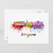 Bergamo skyline in watercolor briefkaart (Voorkant / Achterkant)