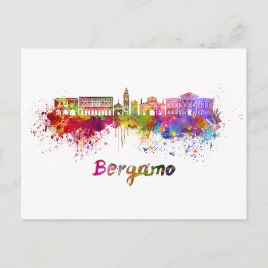 Bergamo skyline in watercolor briefkaart (Voorkant)