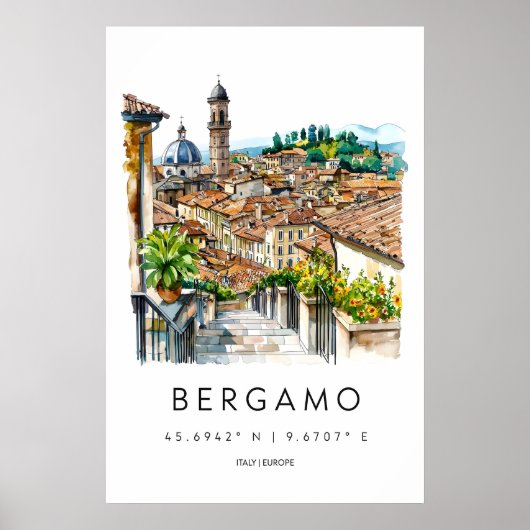 Bergamo Watercolor 2 Poster (Voorkant)