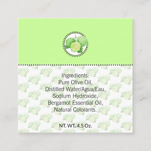 Bergamot Citrus Zelfgemaakte Bad & Body Gift Label (Achterkant)