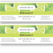 Bergamot etherische oliën geurstof flesetiket sticker (Voorkant)