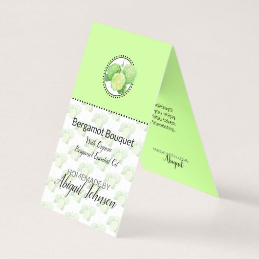 Bergamot Huid- en Lichaamslabel Zelfgemaakt | Gift Kaart (Voorkant)