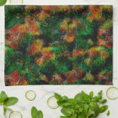 Bergamot huidtextuur in groen en sterk sinaasappel theedoek (Gevouwen)