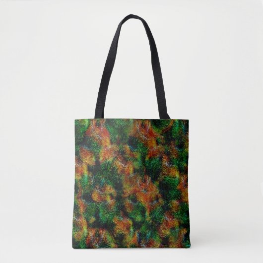 Bergamot huidtextuur in groen en sterk sinaasappel tote bag (Voorkant)