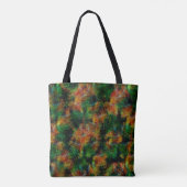 Bergamot huidtextuur in groen en sterk sinaasappel tote bag (Achterkant)