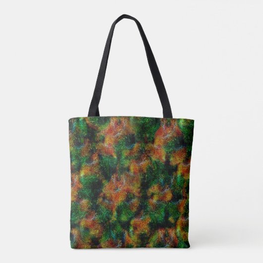 Bergamot huidtextuur in groen en sterk sinaasappel tote bag (Achterkant)