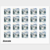 Bergavontuur Boho Meer Bruidsdouche Vierkante Sticker (Vel)