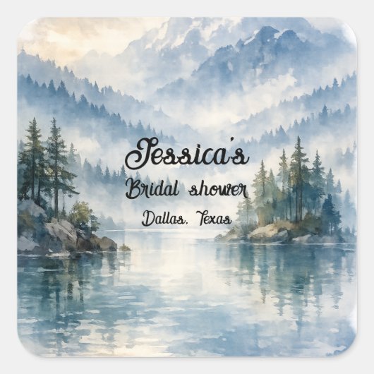 Bergavontuur Boho Meer Bruidsdouche Vierkante Sticker (Voorkant)