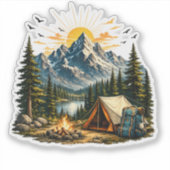 Bergavontuur Kamperen Natuur Sticker (Voorkant)