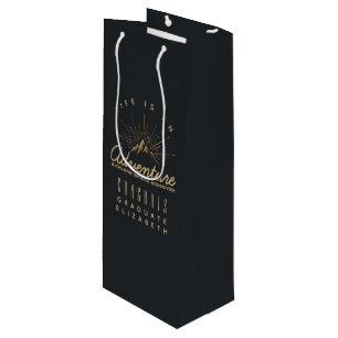 Bergavontuur Rustiek Gefeliciteerd Afgestudeerd Wijn Cadeautas