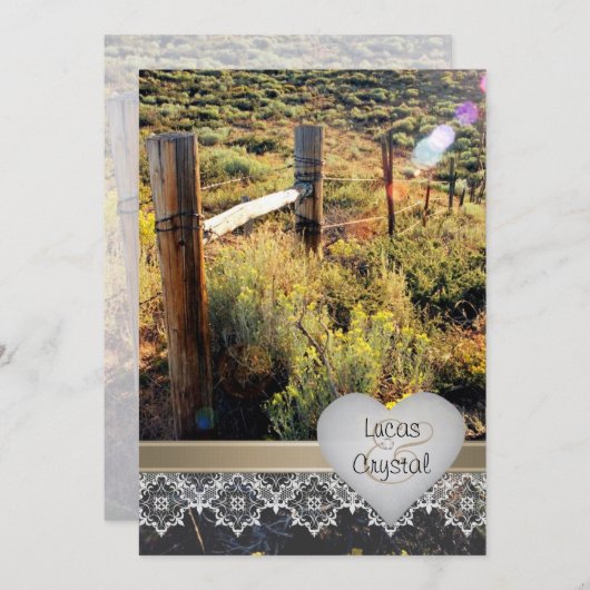 Bergbeemdarm Rustic Wedding Uitnodiging (Voorkant / Achterkant)