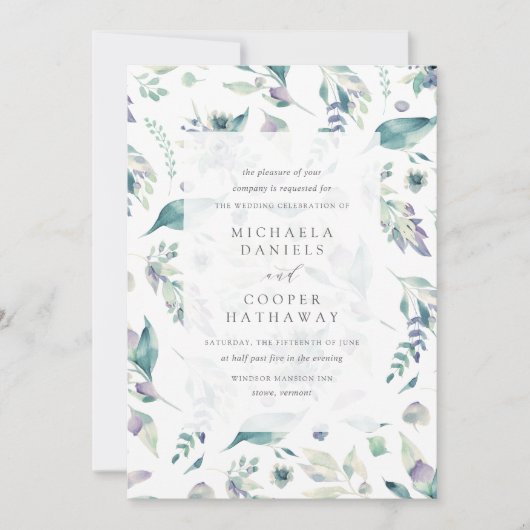 BergbeemdWaterverf Floral Pattern Weddenschap Kaart (Voorkant)