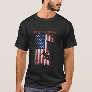 Bergbeklimmen Sport Retro Amerikaanse Vlag USA A T-shirt