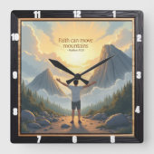 Bergbeklimmend geloof: Mattheüs 17:20 Vierkante Klok (Voorkant)