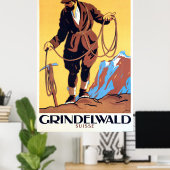 Bergbeklimmer in Grindelwald, Zwitserland Poster (Thuiskantoor)