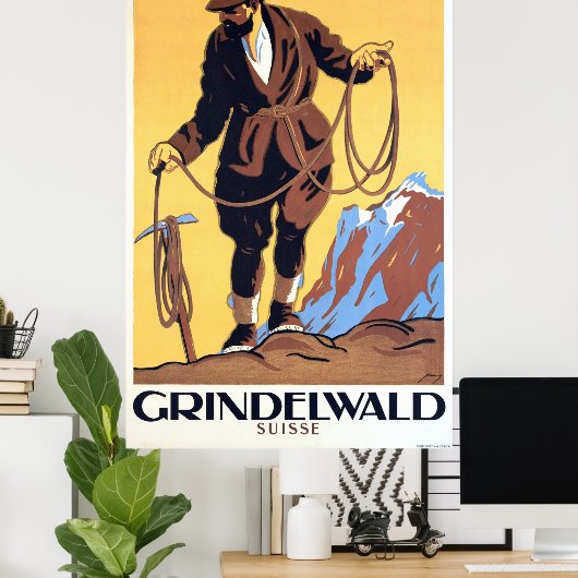 Bergbeklimmer in Grindelwald, Zwitserland Poster (Thuiskantoor)