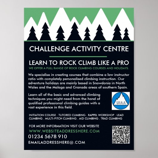 Bergbeklimmer, klimmen en wandelen, avontuur poster (Voorkant)