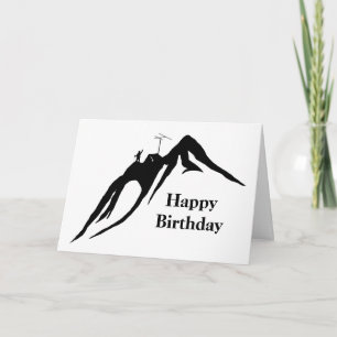 Bergbeklimmer Radio Silhouette Birthday Card Kaart