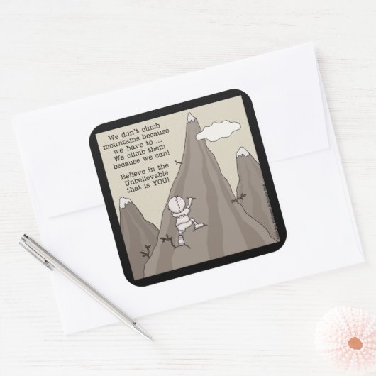 bergbeklimmer vierkante sticker (Envelop)