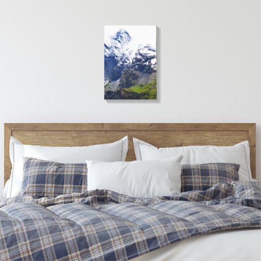 Bergbeklimmerij in de Zwitserse alpen Canvas Afdruk (Insitu (Slaapkamer))
