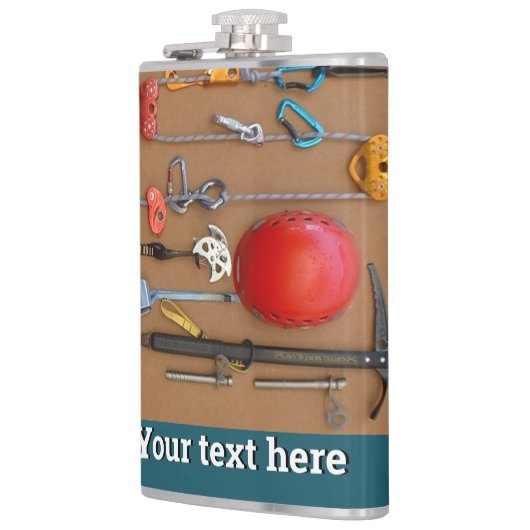 Bergbeklimmerkit, helm, touwen, karabijnen heupfles (Links)