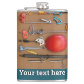 Bergbeklimmerkit, helm, touwen, karabijnen heupfles (Voorkant)