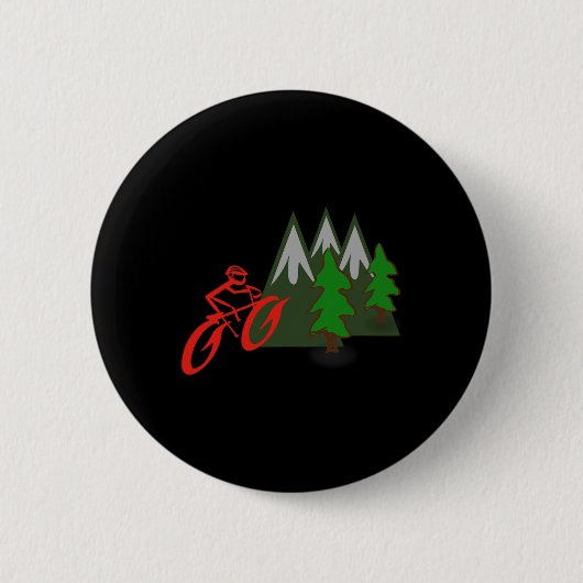Bergbeklimmingsscène voor mountainbiker ronde button 5,7 cm (Voorkant)