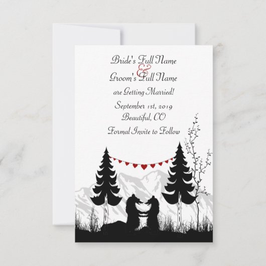 Bergberen Save the Date Huwelijksaankondiging (Achterkant)