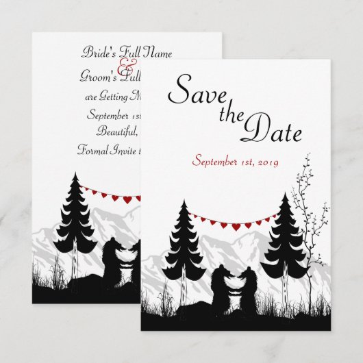 Bergberen Save the Date Huwelijksaankondiging (Voorkant / Achterkant)