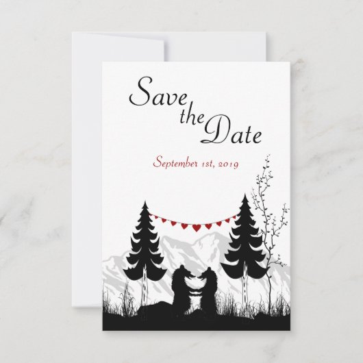 Bergberen Save the Date Trouw Aankondiging (Voorkant)