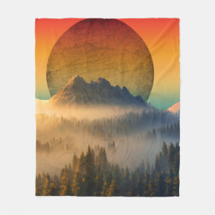 BERGBERGSE DAWN BOS NATUUR ZONSONDERGANG LANDSCHAP FLEECE DEKEN