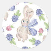 Bergbes met bunny waterverf ronde sticker (Voorkant)