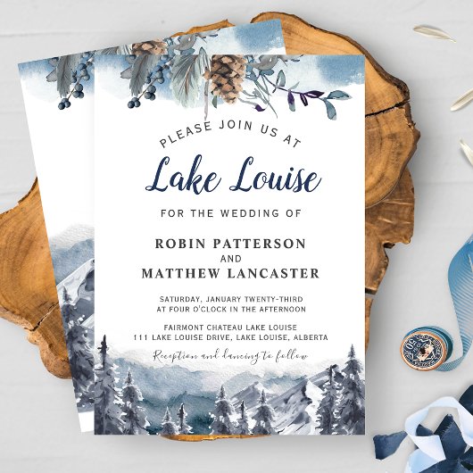 Bergbestemming, Aquarel Bos Bruiloft Kaart