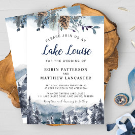 Bergbestemming, Watercolor Bosbruiloft Kaart