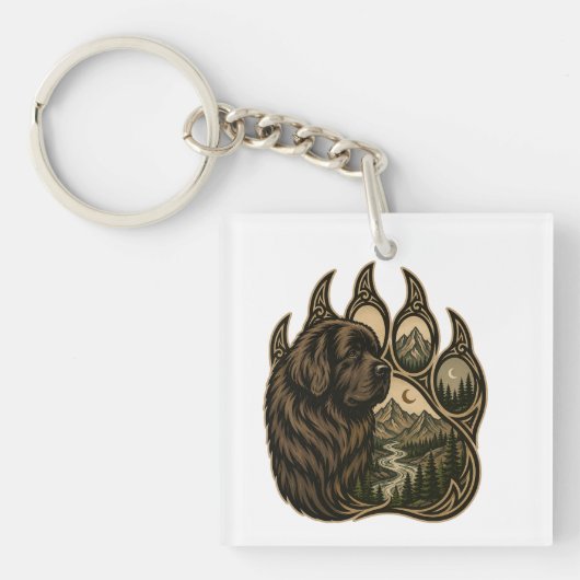 Bergbewaker – Newfoundland Paw Art Sleutelhanger (Voorkant)