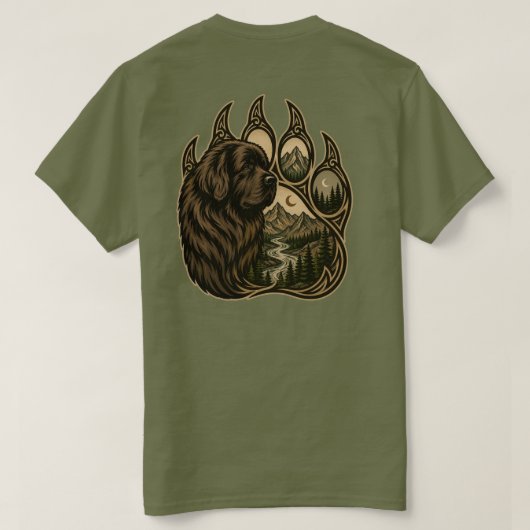 Bergbewaker – Newfoundland Paw Art T-shirt (Design achterkant)