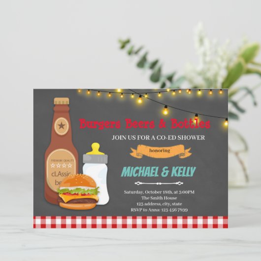 Bergbier en flessen met codebanddouche bedankkaart (Staand voorkant)