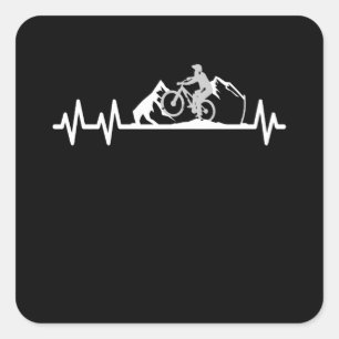 Bergbike Lover Heartbeat Pullist Vierkante Sticker