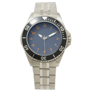 Bergblauw en Sinaasappel Horloge