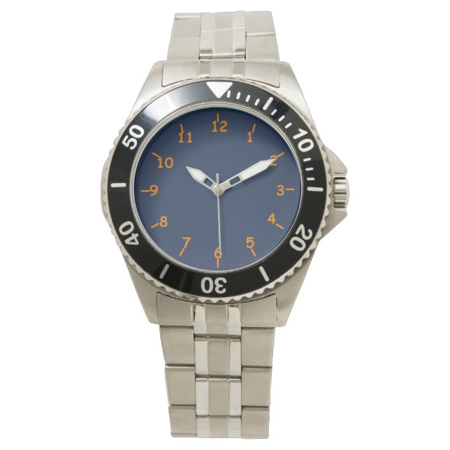 Bergblauw en Sinaasappel Horloge (Voorkant)