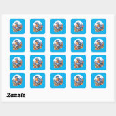 Bergblauwe vogel zittend op tak vierkante sticker (Vel)