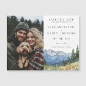 Bergbloemen Foto Bruiloft Save The Date Magnetische Uitnodiging (Voorkant)