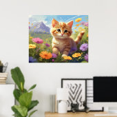 *~* Bergbloemen Kitten 5:4  Kat AP68 Poster (Thuiskantoor)