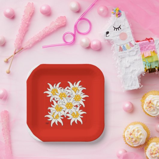 Bergblume Edelweiss Teller Papieren Bordje (Feest)